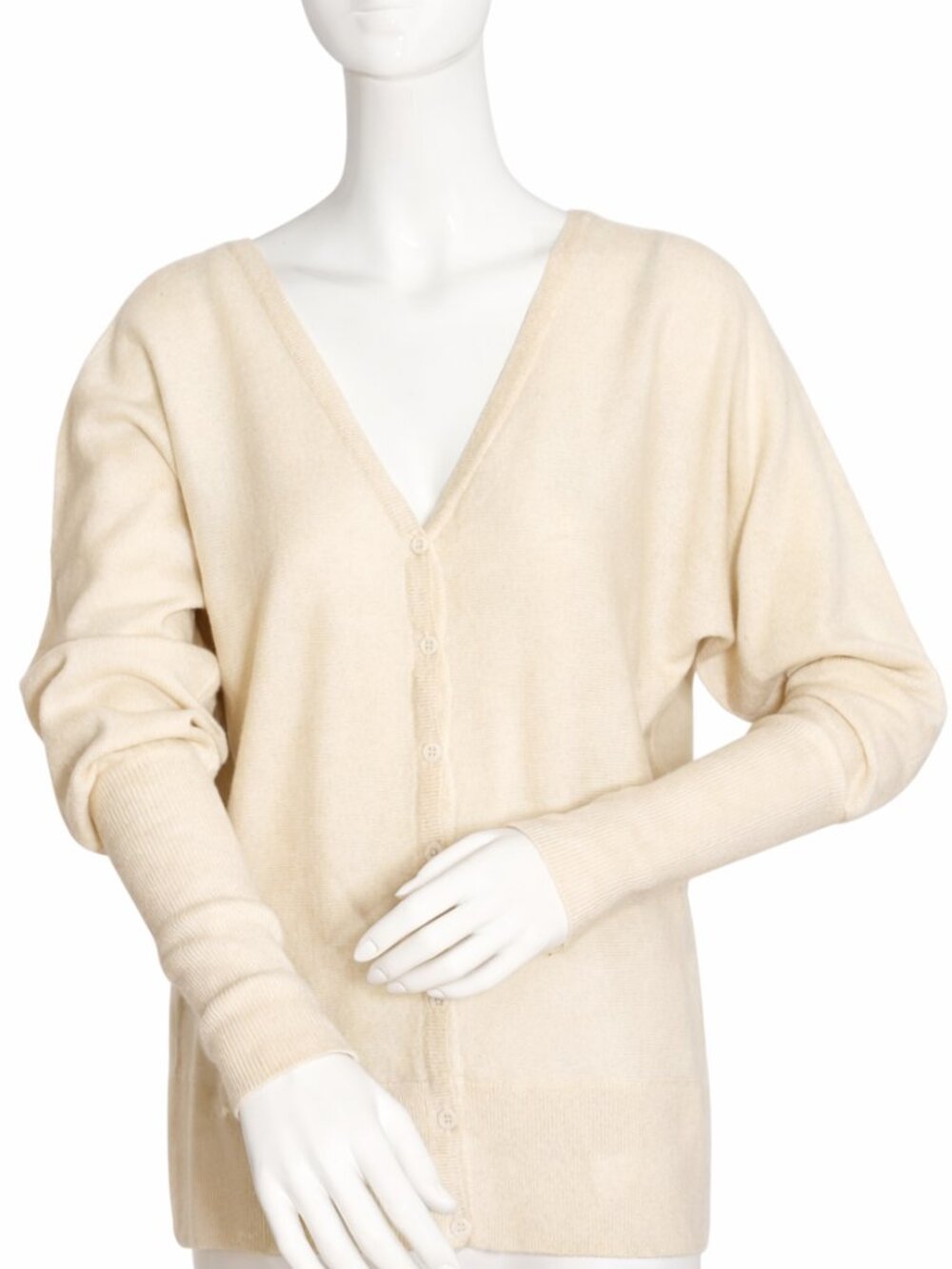 Comptoir des Cotonniers Ivory 100% Cashmere V-Neck Cardigan Size M